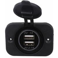 Blå innfelt dobbel USB-kontakt 12/24 Volt 2.1A 5 Volt for c