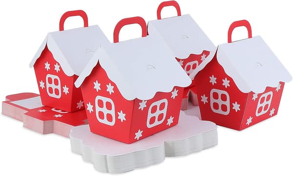 50-pack julpresentaskar i papper - Husformade godisaskar - C