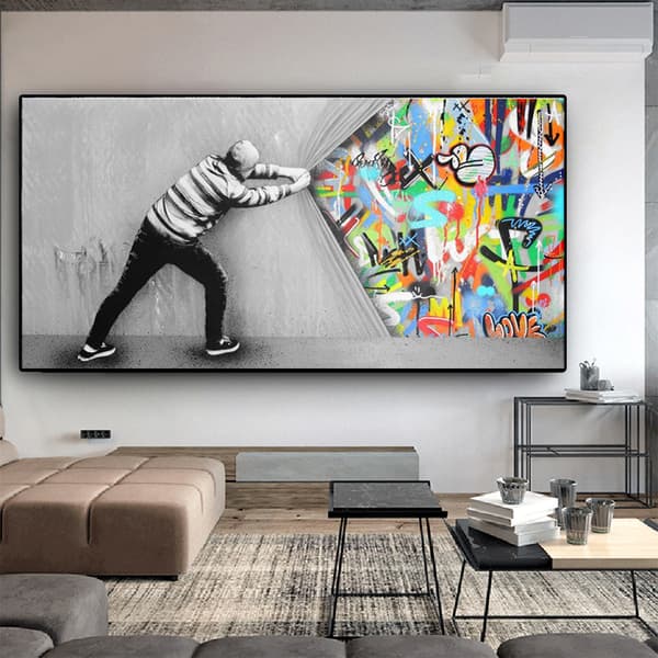 Graffiti Canvas Konst Dekor Bakom Ridån Graffiti Konst Målning
