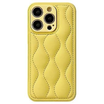 Fint hål 8-formad textur Eiderdown Airbag-telefonfodral för iPhone 12 Pro Max Yellow