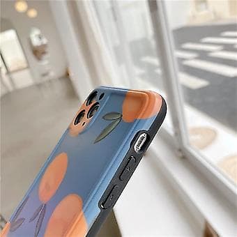 Retro Oransje Maleri Mykt iPhone-deksel (Blå, iPhone 12)