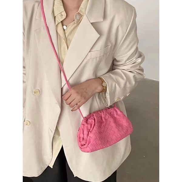 PU vævet sky taske crossbody taske, mini læder håndtaske, ferie-/fødselsdagsgave til mor, kone, venner, sort Black