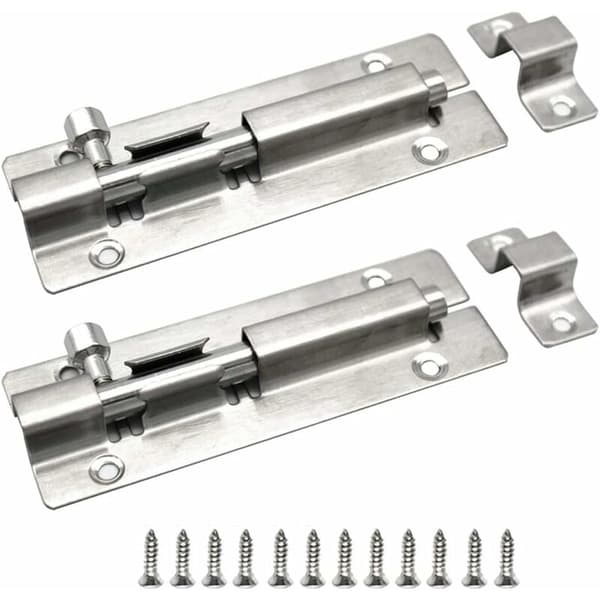2 stk. dørlås, 4 tommer skyde lås cylinderbolt rustfrit stål