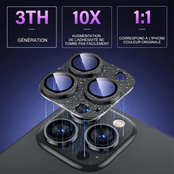 Kamera Beskytter til Sort iPhone 14 Pro/iPhone 14 Pro Max, [One-