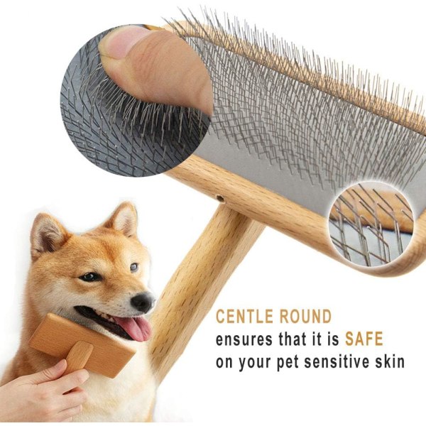 Pet Brush Hundar och katter Självrengörande kam, Pet Grooming Brush Su