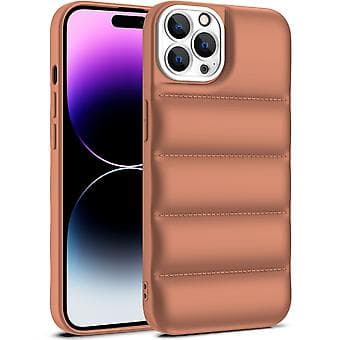 För iPhone 15 Pro Eiderdown Airbag Stötsäkert Telefonskal Khaki