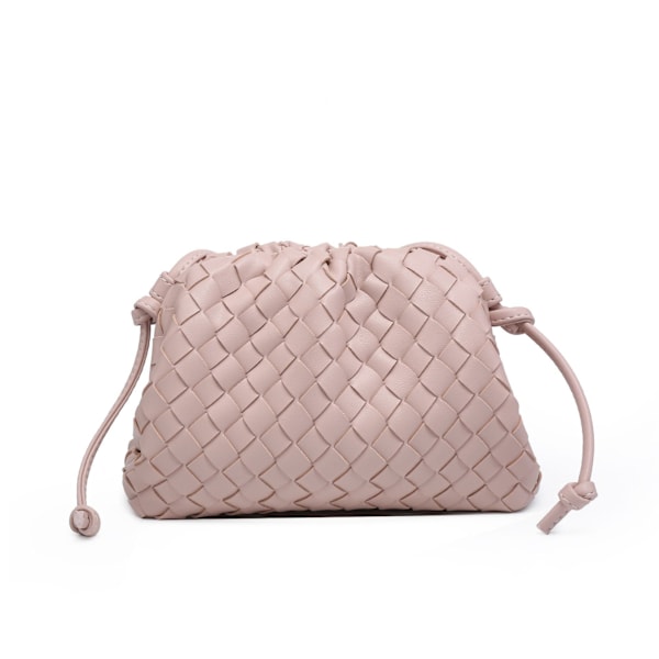 PU vævet sky taske crossbody taske, mini læder håndtaske, ferie-/fødselsdagsgave til mor, kone, venner, pink Pink