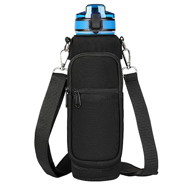 Svart neopren flaskväska, 32oz flaskhållare med justerbar Sho