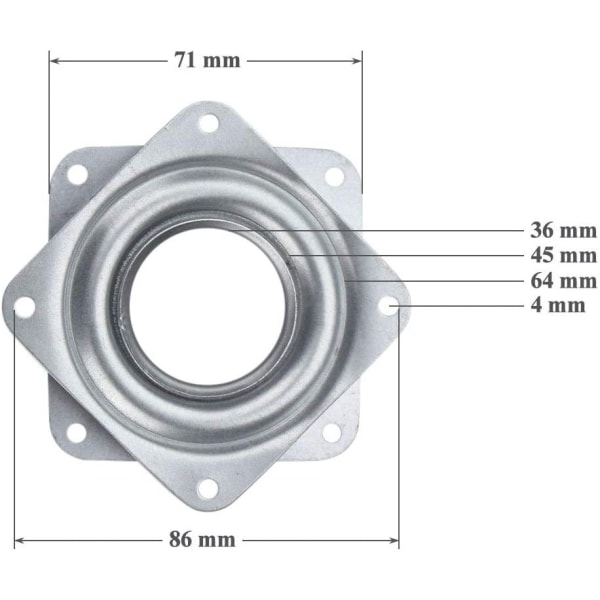 3-tommers Lazy Square dreieplattform 360 graders dreieplate med S