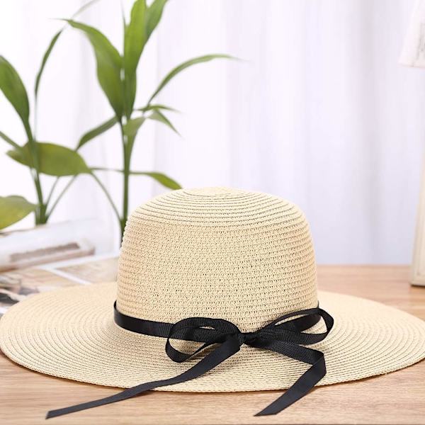 Solhattar Sommarhatt för kvinnor, Stor hatt, Bred brätte, Halm, Folda