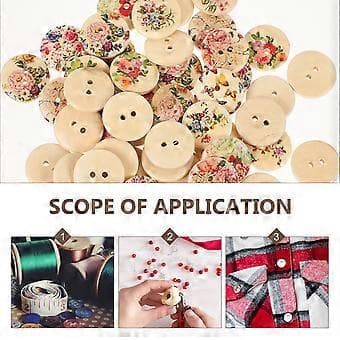 100 stk. Syknapper Tøjtilbehør Træknapper DIY Blomstermønsterknapper