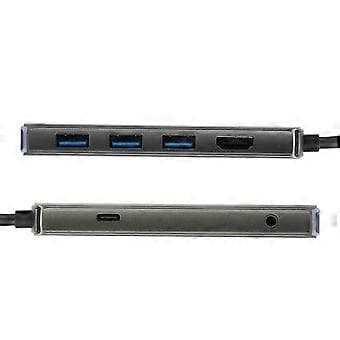 6-i-1 Multifunksjonell HD-dokkingstasjon Type C til HDMI USB3.1 HUB med PD-lading