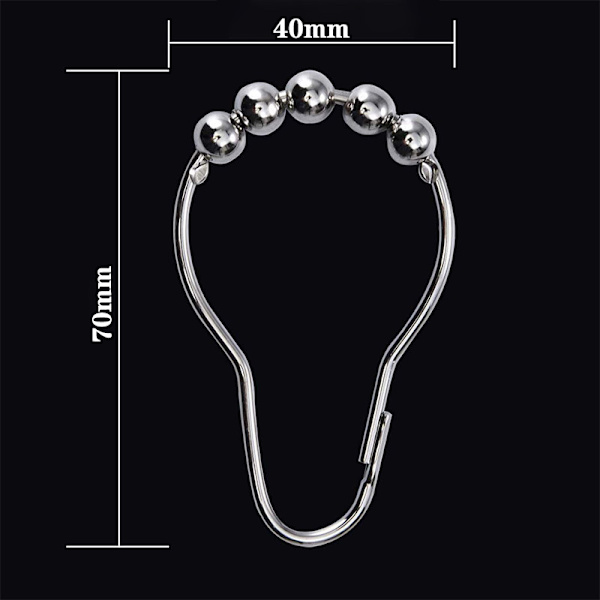 12 st (silver) duschringar i rostfritt stål 70 x 40 mm, dusch Cu