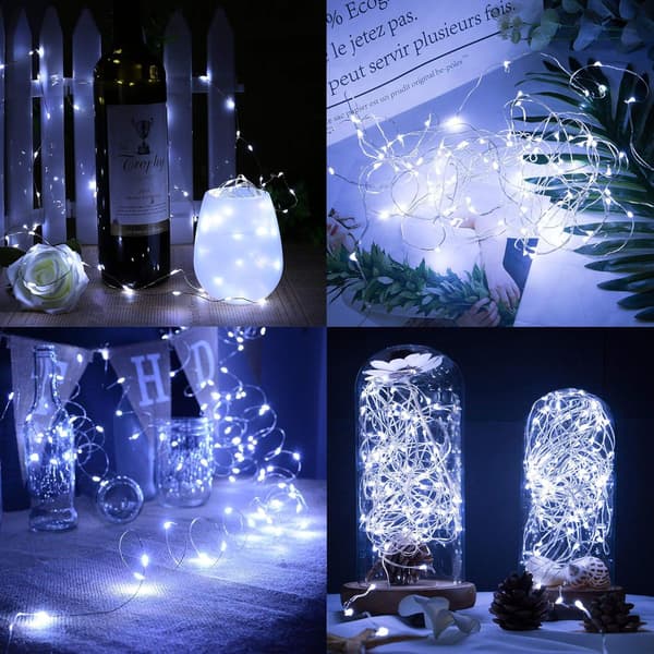 [2-pakning] Solcellelyslenker utendørs, 100 LED solcellelyslenker