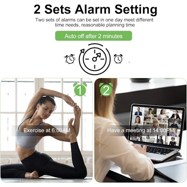 Vit Digital Väckarklocka, Väggklocka Morgon Wake-up LED Digital
