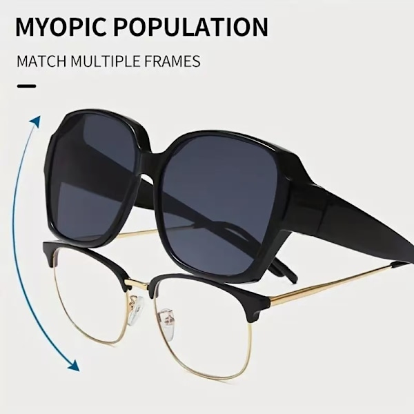 Moderigtige polariserede solbriller, udendørs kørsel solbeskyttelse og UV-beskyttelse solbriller, multifunktionelle briller, unisex, sort black