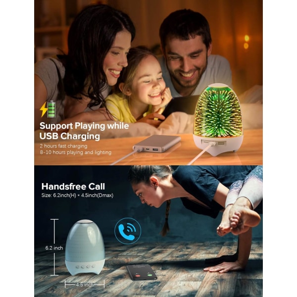 Bluetooth högtalare Nattljus, 3D Sänglampa Touch Control, Di