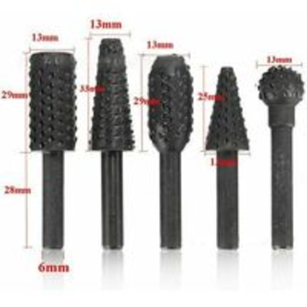 1/4 6 mm Roterande grader Set Power Träslipning Gravyr Carvi