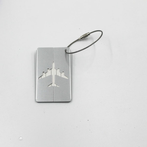 1 st (silver) färgglada aluminiumbagageetiketter med ID-kort, rostfritt