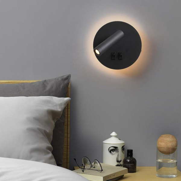 Sovrums sänglampa 350 grader roterande hopfällbar liten spotlight