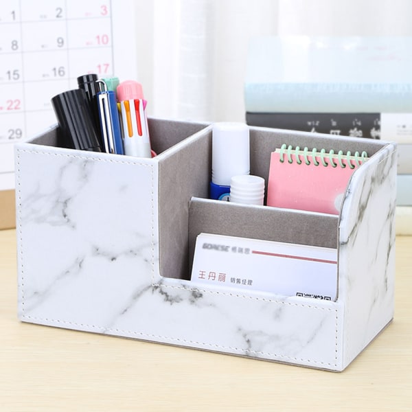 Vit One Piece Multifunction Desk Läder Finish Förvaringslåda, Li