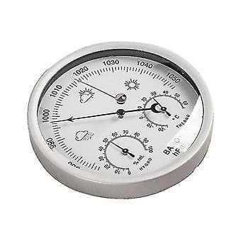 Analog Väderstation - Rostfritt Stålram, Barometer, Hygrometer, Termometer (Vit) ( )