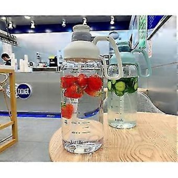 1800 ml sports fitness stor kapacitet udendørs bærbar plastik vandkop med sugerør blue