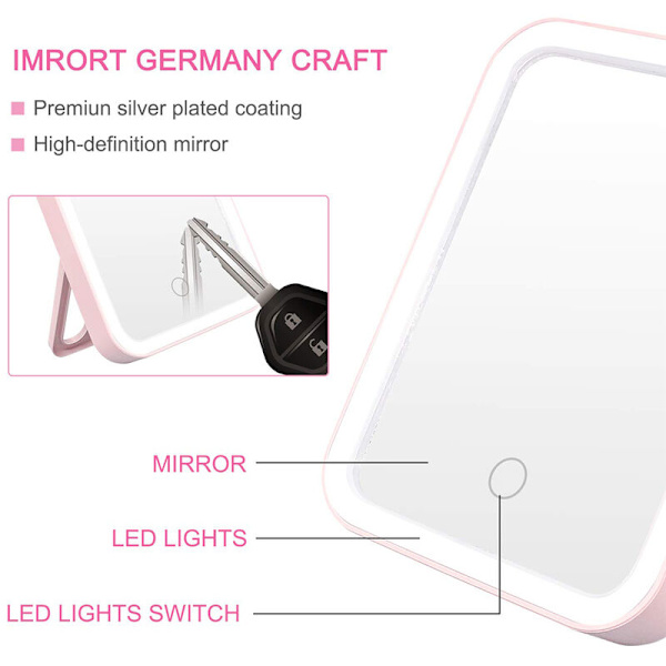 Bärbar LED-sminkspegel med 3 justerbara ljusinställningar, 1x L