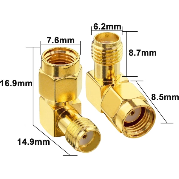 SMA RF koaxialadapter RP-SMA hane till SMA hona 90 grader höger
