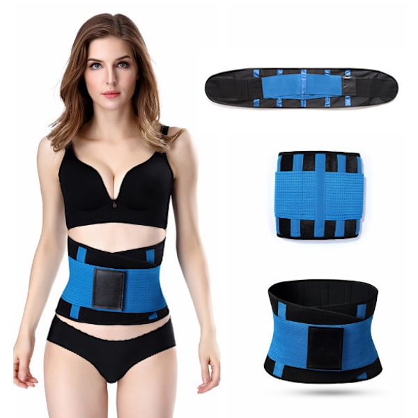 (M,blått)Sportsbälte för kvinnor Mage midjebälte Flat Belly Sli