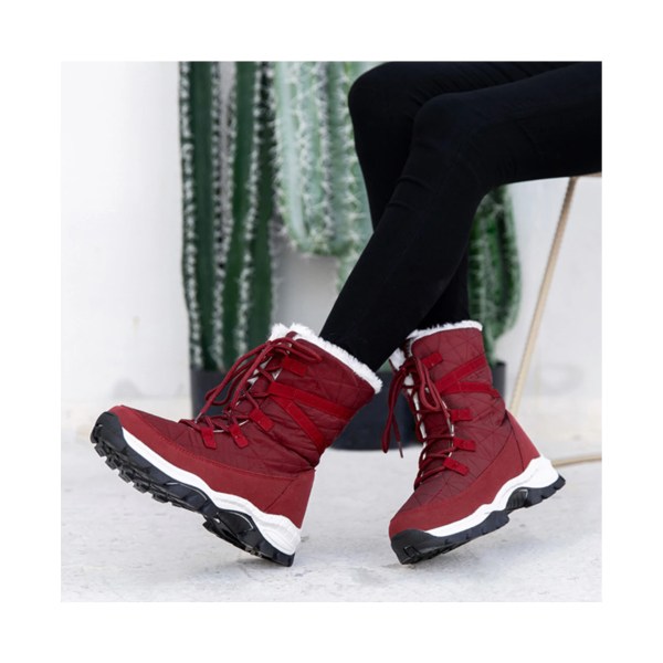 1 par mid-cut snowboots röda 37