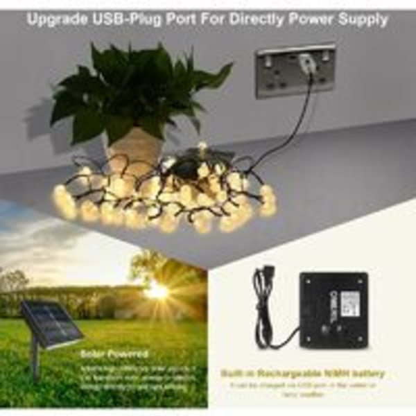 1 st Solar String Lights, 50 LED Crystal Ball String Lights IP65 W
