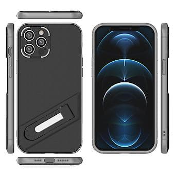 Støtsikkert Slim-deksel for iPhone 13 12 Pro Max med stativ Black