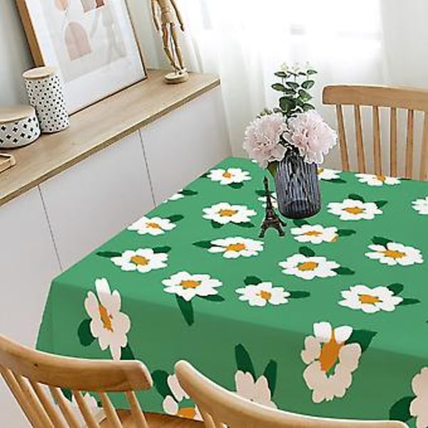 Bordsduk, tryckt polyester, rektangulär, fläckresistent och vattentät bordsduk för kök, matsal, inomhus, utomhus, buffébordsdekoration (78 tum)