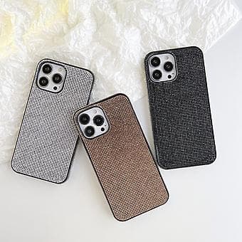 Solid farge diamant TPU telefondeksel for iPhone 12 Silver