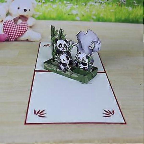 3D Panda Popup -onnittelukortti, Eläinaiheiset Panda-onnittelukortit, Panda Popup -kortti kirjekuorella ja viestillä useimpiin tilaisuuksiin