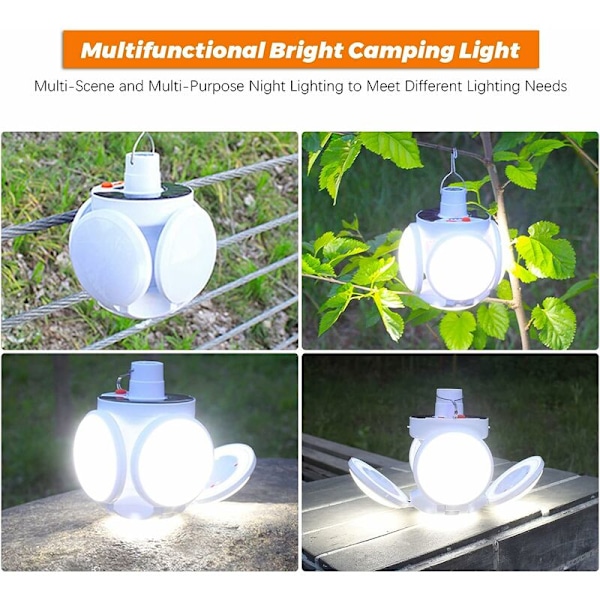 Solar LED Camping Light USB Uppladdningsbar med 4 hopfällbara lampor Lea