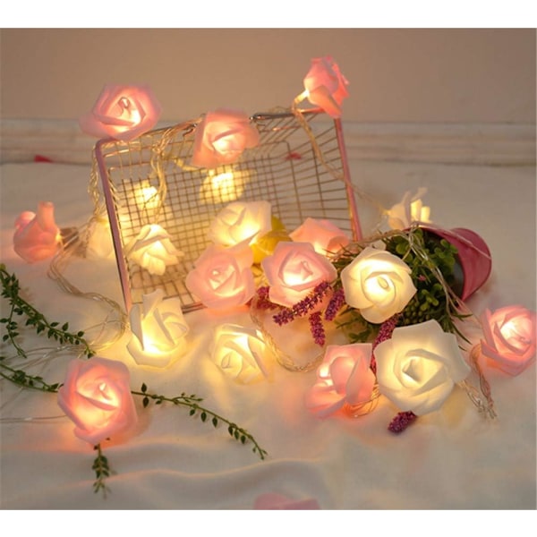Batteridrivna LED Rose String Lights för bröllop, alla hjärtans dag