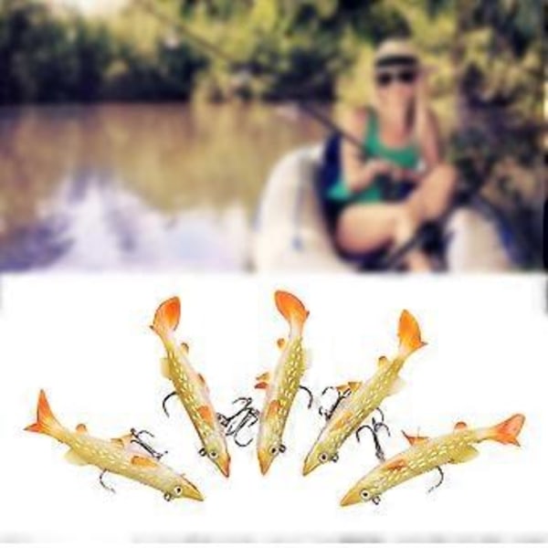 5 stk. myke agnfisker, fiskeutstyr for bass, skarp krok