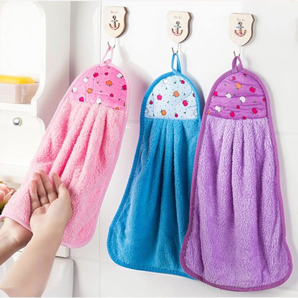Set med 5 mjuka handdukar för kök eller badrum, Coral Fleece T