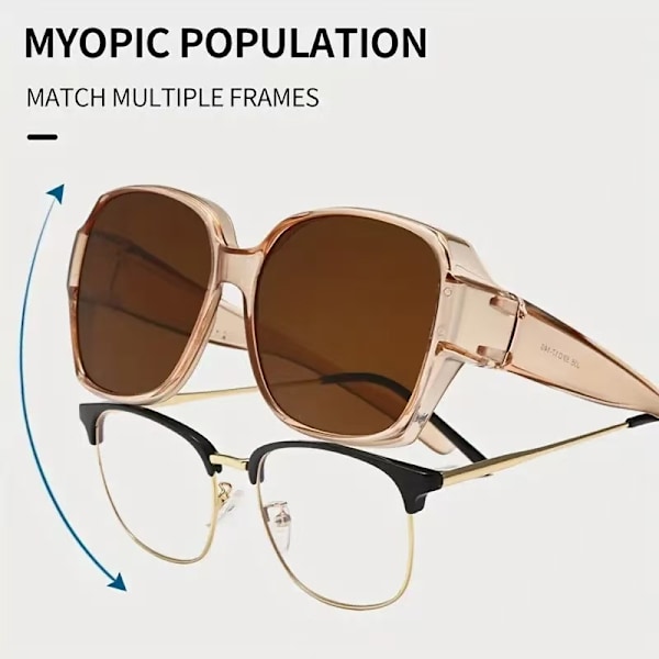 Mote polariserte solbriller, utendørs kjøre solbeskyttelse og UV-beskyttelse solbriller, multifunksjonelle briller, unisex, brun brown