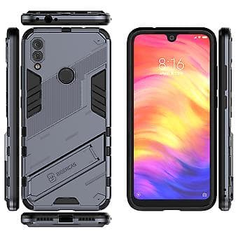 Slankt deksel for Redmi Note7 Støtsikkert tolags stativdeksel Grey