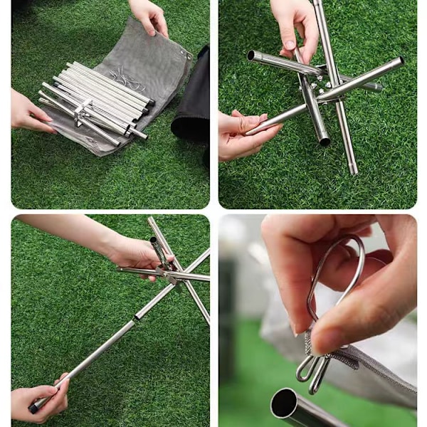 Udendørs foldbar bærbar pejs, egnet til udendørs grillcamping, simpel grill i rustfrit stål, medium størrelse medium size