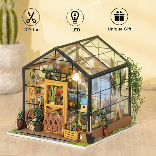3D Dockhus DIY-modell med lampor Miniatyrkit i trä-Top Gif
