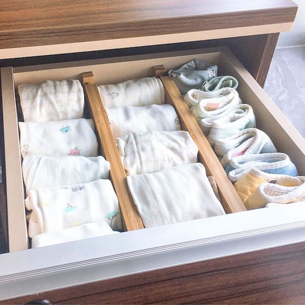 Set med 4 lådavdelare i bambu, justerbar organizer, Exp