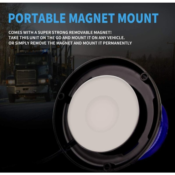 (Blått Lys) 12V LED Strobelys Magnetisk Blinkende Nødlys Sig