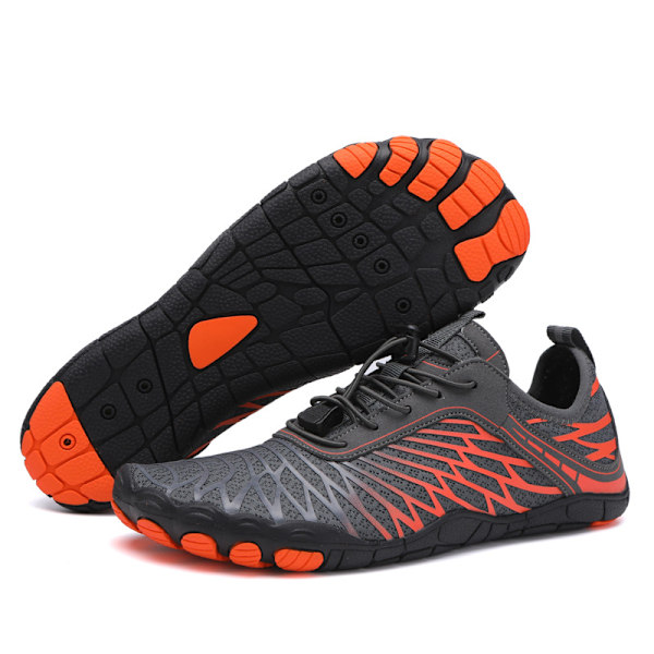 Sommar Utomhus Vattendragningsskor, Halkfria Fiske- och Badskor, Snabbtorkande, Andningsbara Vandringsskor, Svart och Orange, 36 Black and orange 36