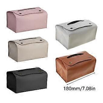 PU Lær Tissue Oppbevaringshylle Papirhåndklebeholder Elegant Rektangulær Tissue Dispenser Moderne Tissueboks Grå Grey