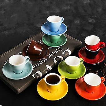 Macaron Espresso Sort Italiensk Kaffekop (Himmelblå)