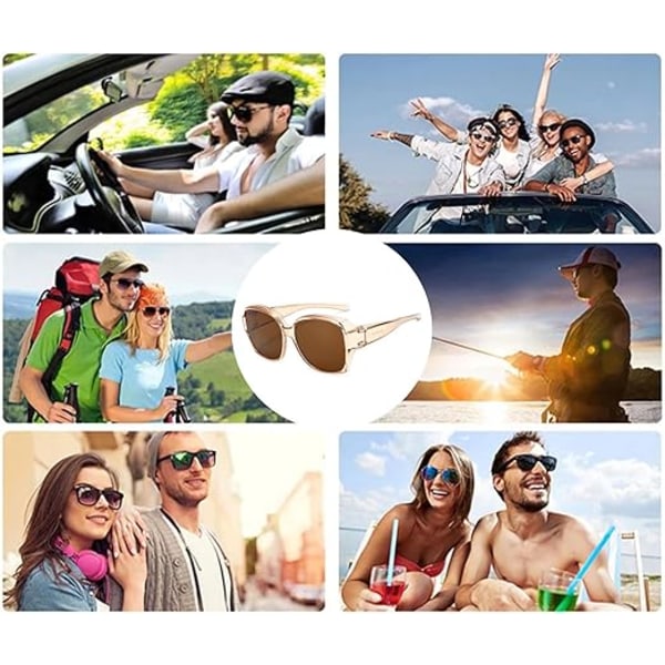 Moderigtige polariserede solbriller, udendørs kørsel solbeskyttelse og UV-beskyttelse solbriller, multifunktionelle briller, unisex, brun brown